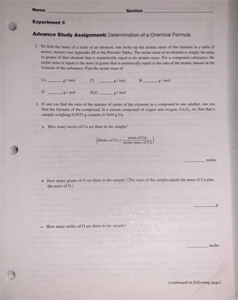 Solved Name Section Experiment 4 Advance Study Assignment Chegg