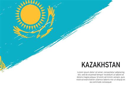 Grunge Styled Brush Stroke Background With Flag Of Kazakhstan