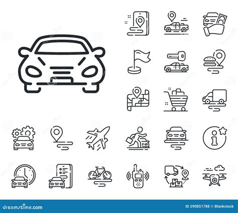 Car Transport Line Icon Transportation Vehicle Sign Plane Supply