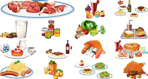 Foods And Beverages Set 19850361 Vector Art At Vecteezy