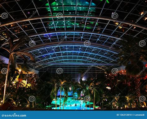 Therme Bucharest Palm Zone In The Night Editorial Image Image Of