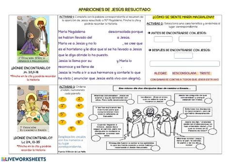 Apariciones de Jesús resucitado worksheet Escuela dominical para