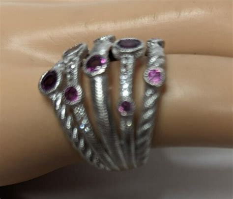 Vintage JUDITH Ripka Sterling Silver Ruby Ring 5 Ban Gem