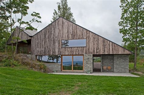 M Shaped Roof Fjord House Clad In Weathered Wood