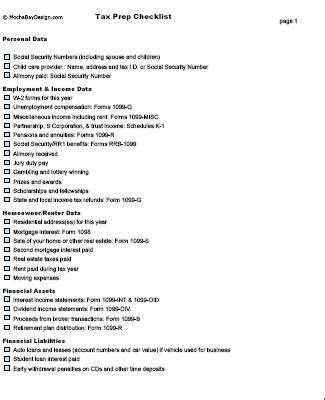 Tax Preparation: Tax Preparation Checklist