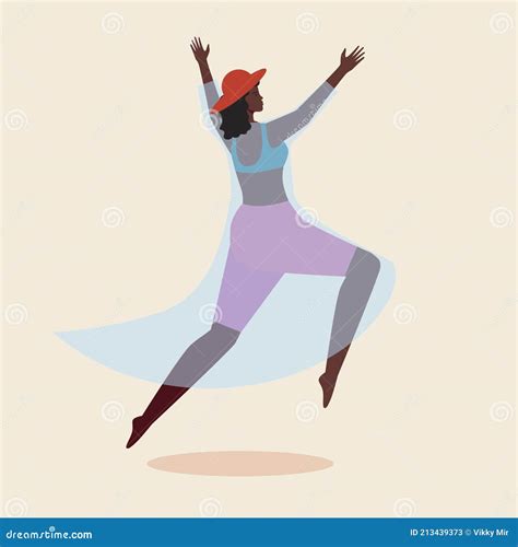 Afro Woman Jumping Isolated Flat Vector Stock Illustration With