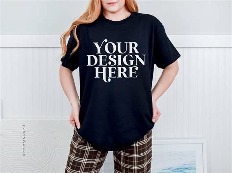 Gildan Mock Up Black Oversized Model Shirt Mockups Hipster Model