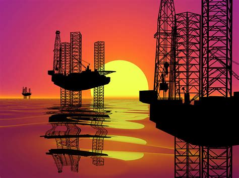 Offshore Drilling For Oil At Sunset Photograph By Dennis Thompson