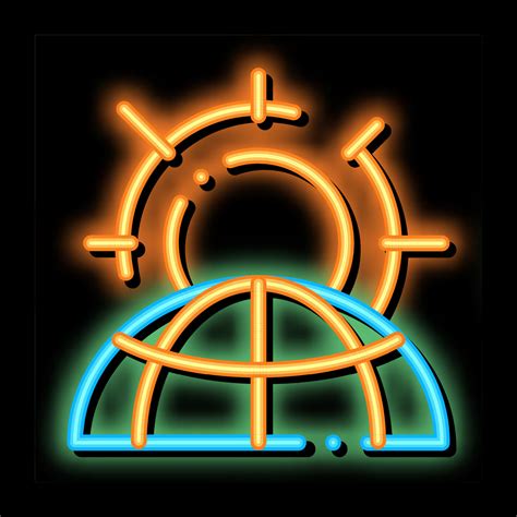 Warming Sun Planet Problem Neon Glow Icon Illustration Vector