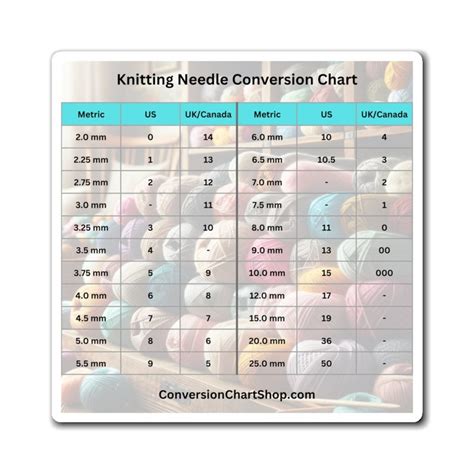 Knitting Needle Conversion Chart Magnet - Etsy