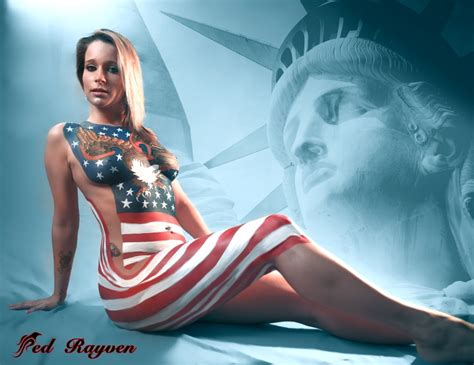 Body Painting American Flag Statue Of Liberty Redrayven Women