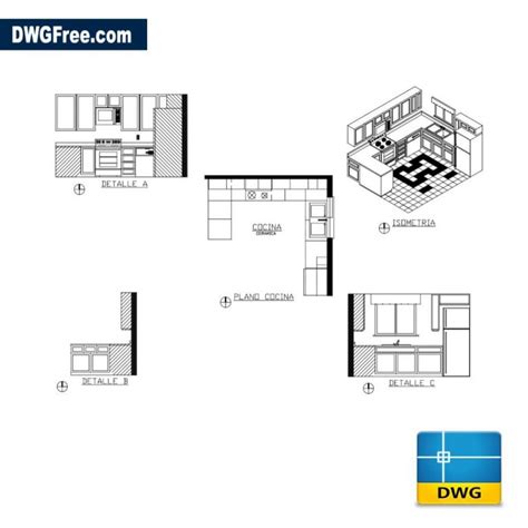 Kitchen CAD Blocks Drawings download free AutoCAD 2D format DWG.