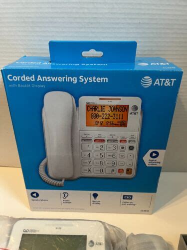 At T Corded Phone With Answering System Large Tilt Display Cl New