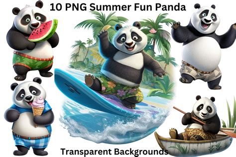 10 PNG Summer Fun Panda Clipart Graphic By Imagination Station