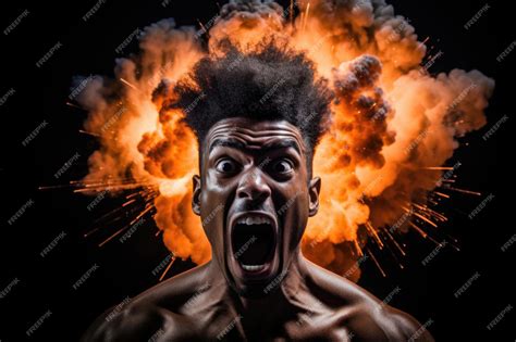 Premium AI Image | Shocked man with explosion on their head isolated on ...