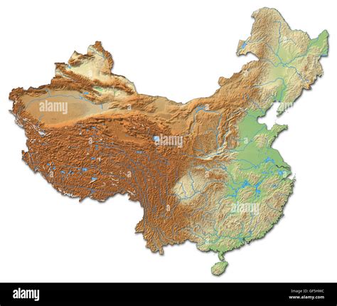 Relief map of China with shaded relief Stock Photo - Alamy