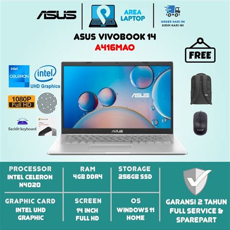 Jual Promo Laptop Murah Asus Vivobook 14 A416MAO INTEL N4020 8GB 512GB