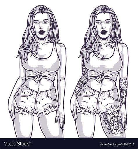 Beautiful Hot Girl Monochrome Label Royalty Free Vector