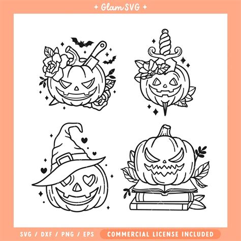 Halloween Pumpkins Svg Bundle Hand Drawn Halloween Svg Cut Files For