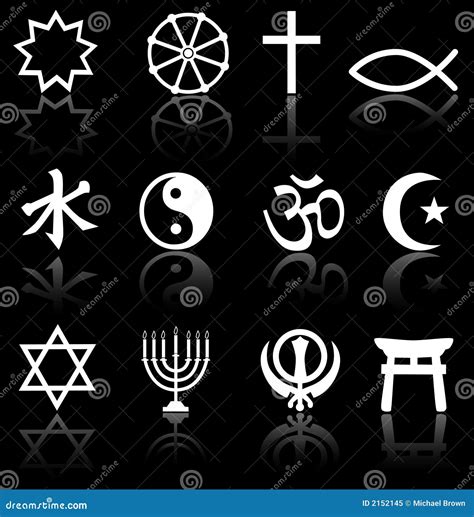 Religious Symbols On Black Cartoon Vector 2152145