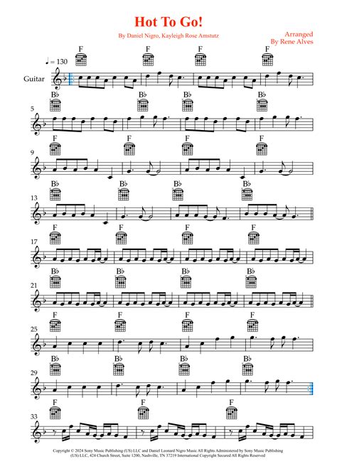 Hot To Go Arr VPIP By Chappell Roan Sheet Music For Guitar And Piano At Sheet Music Direct
