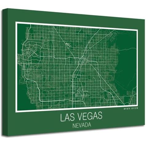 Impressions sur toile 60x80Cm Carte des Vegas Nevada États Unis Tableau