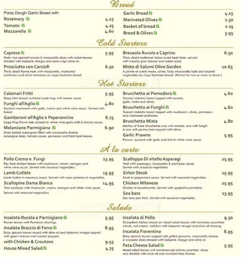 olive garden menu