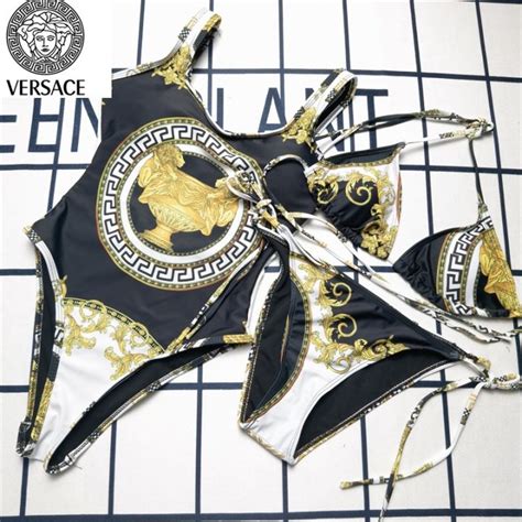 Ready Stockoriginal New Versaces Sexy Bikini Brazilian Thong Swimwear Women Bandage Solid