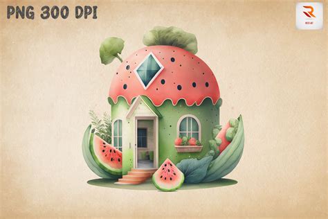 Cute Watermelon House Watercolor 18 By Mulew Art | TheHungryJPEG