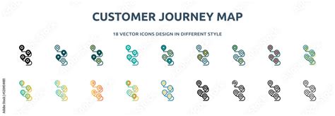 Customer Journey Map Icon In 18 Different Styles Such As Thin Line