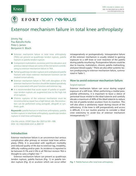 Pdf Extensor Mechanism Failure In Total Knee Arthroplasty