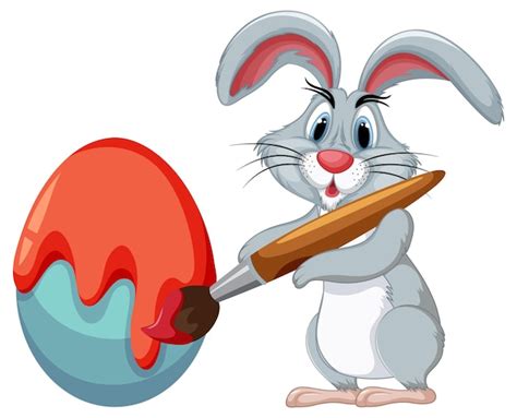 Premium Vector Adorable Rabbit Painting Easter Egg