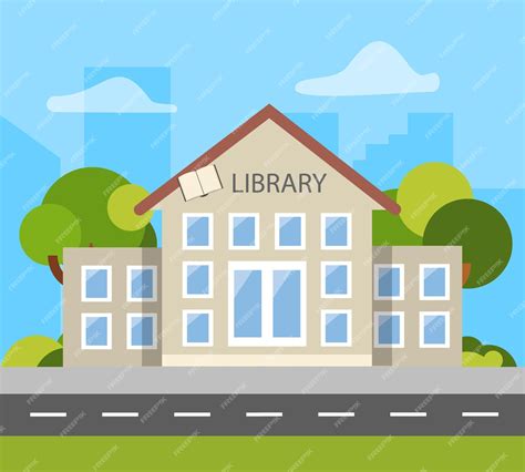 Premium Vector Library Building Vector Illustration