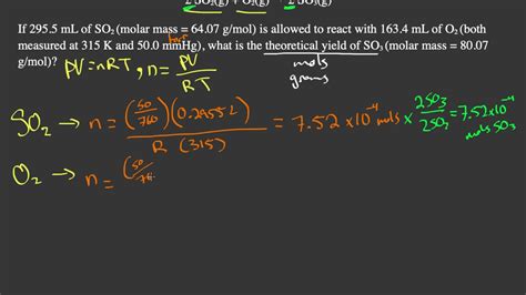 Finding Theoretical Yields With Gaseous Limiting Reactants Youtube