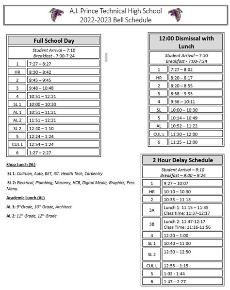 Prince Tech Bell Schedule 2022-2023 – A.I. Prince Technical High School