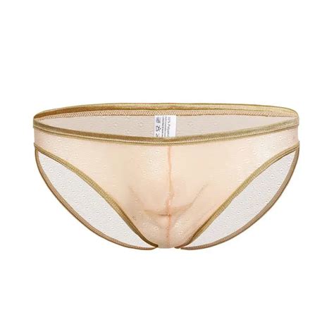 Sexy Gay Underwear Men Ultra Thin Transparent Mesh Briefs Shorts Man Low Rise U Convex Pouch