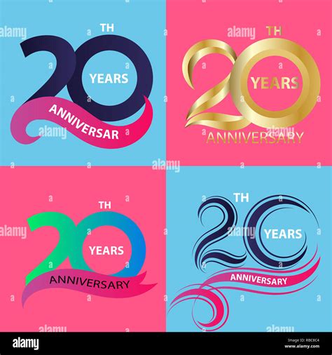 set 20th anniversary sign and logo celebration symbol Stock Photo - Alamy