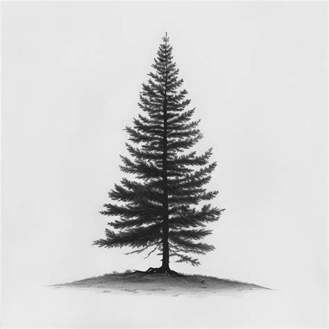 Premium Photo A Drawing Of A Pine Tree In Black And White