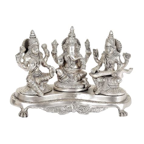 Buy Dattatreya Brass Silver Lakshmi Ganesh Saraswati Statue Idol Murti