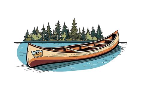 Premium AI Image | Canoe on the river illustration Boat Illustration generative AI