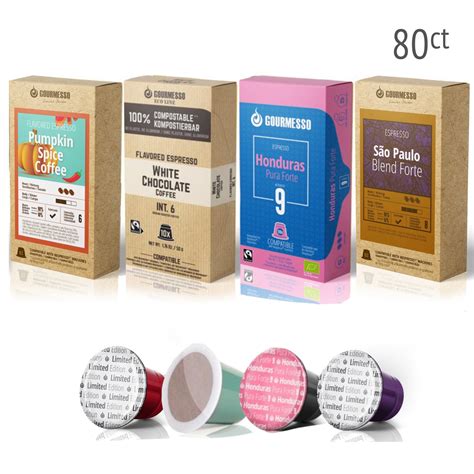 80 Capsules for Nespresso Original Machines - 4 Varieties from Gourmesso