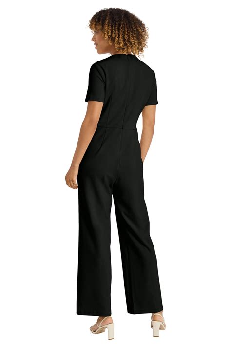 Twist Neck Short Sleeve Jumpsuit Maggy London