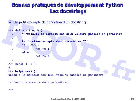 Le Langage Python Bonnes Pratiques De D Veloppement Python Les Docstrings