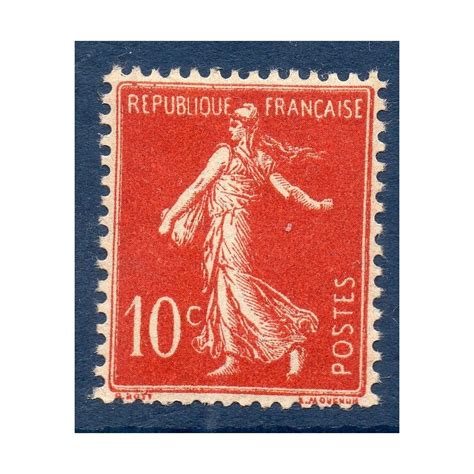 Timbre France Yvert No Semeuse Fond Plein Maigre C Rouge Neuf