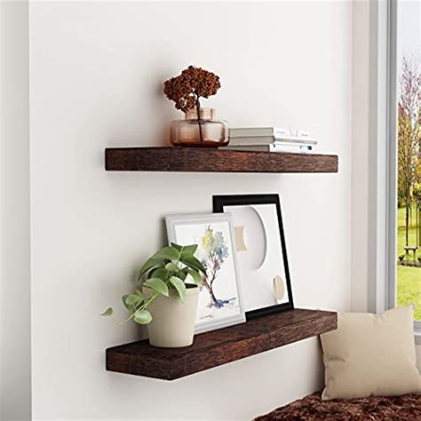 Bamfox Floating Shelves Set Of Natural Bamboo Wall Shelf Wall Mounted