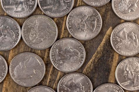 Premium Photo Old American Quarter Dollar Coins Closeup Of Old