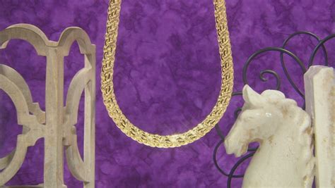 K Yellow Gold Over Bronze Flat Byzantine Link Necklace Inch Mm