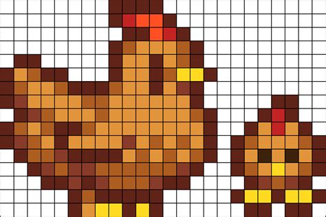 Stardew Valley Brown Chicken Perler Bead Pattern Bead Sprites