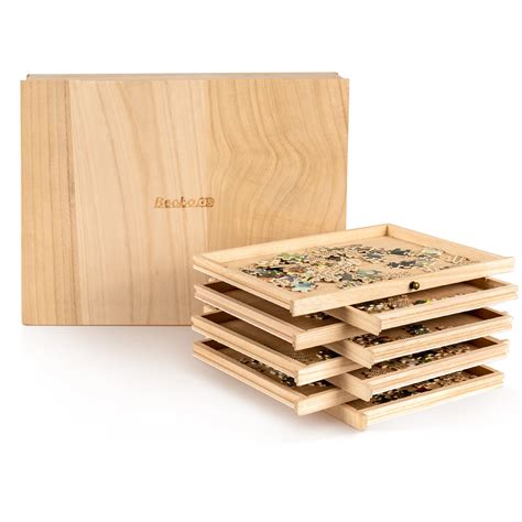 Becko Us Wooden Jigsaw Puzzle Sorting Trays With Drawer Design For