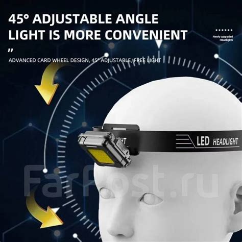 Светодиодный налобный фонарь 200 люмен, 120 мАч USB-зарядка Type-C ...